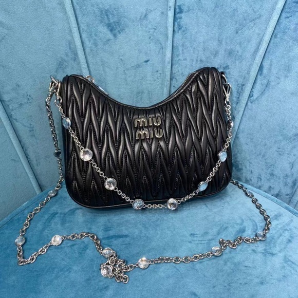 Miu Miu Handbags - Miu Miu pleated crystal chain bag